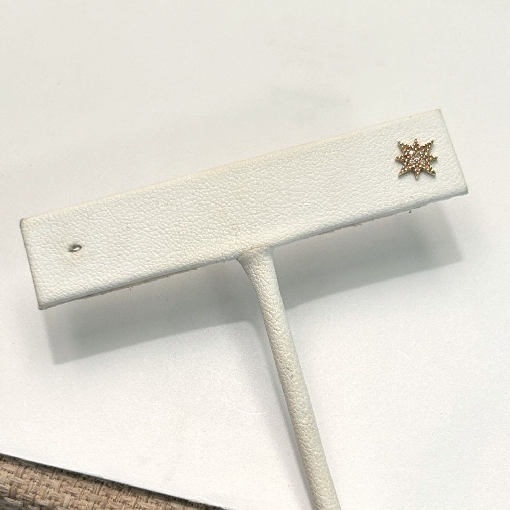 14K YELLOW SINGLE STARBURST EARRING STUD